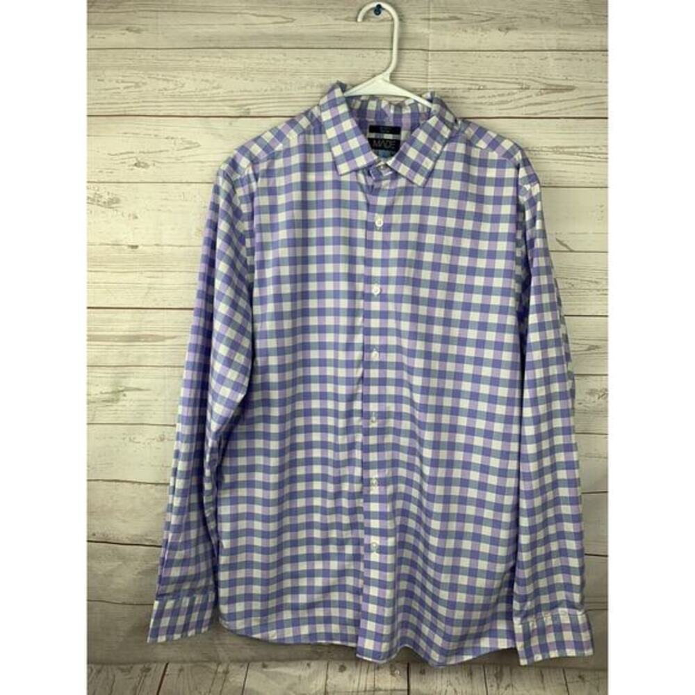 MADE Cam Newton Modern Fit Non‎ Iron Gingham Check Button Down Shirt Men's Large